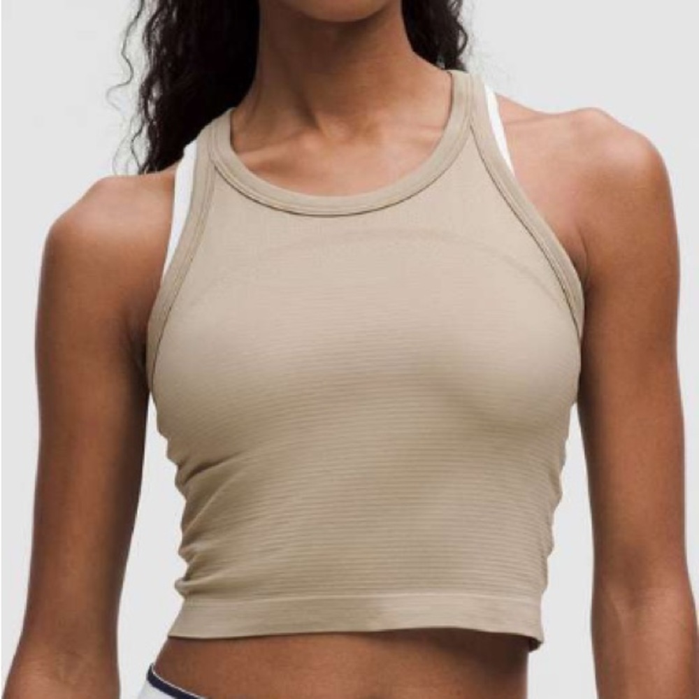 Lululemon Swiftly Tech Cropped Racerback Tank Top 2.0 Sheer Oak Size 12